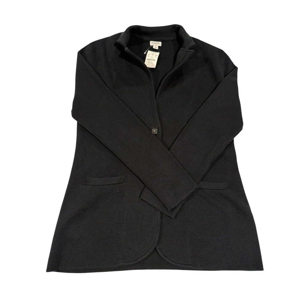 J Crew Sweater Blazer Women's M Black Cardigan Open Front School Boy Academia